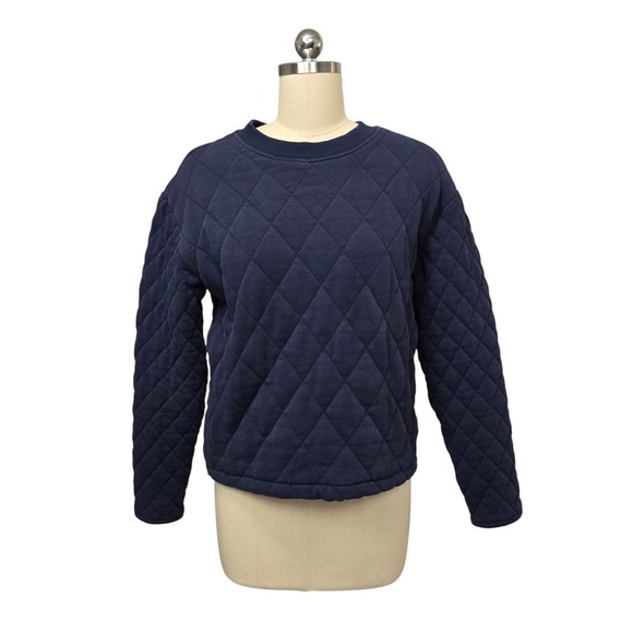 Athleta Tops - Athleta Quilted Crewneck Sweatshirt Navy Blue XS Long Sleeve Casual Athleisure